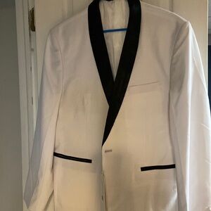 Mens large white blazer with black satin lapel